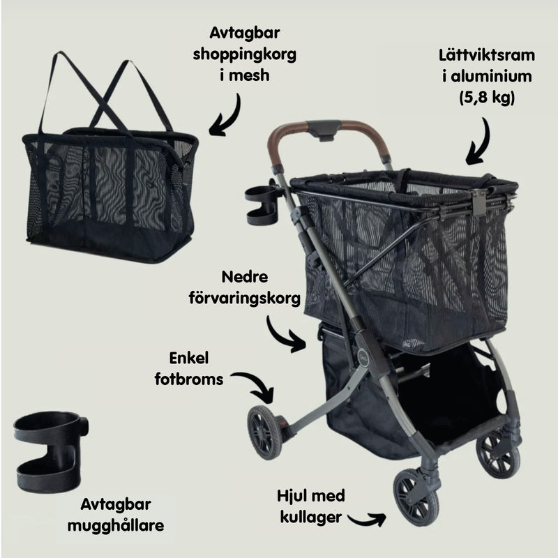 Strolee Shoppingvagn, Svart